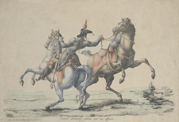 Un cavallo smontato trattenuto da un ufficiale, 1770-1836