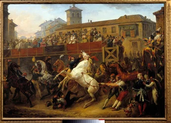 Corsa di cavalli libera durante il carnevale