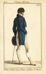 Dandy francese in frac con vita stretta, Parigi