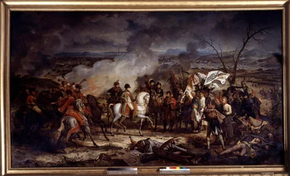 Guerra napoleonica: Imperatore Napoleone I (1769-1821) durante la Battaglia di Austerlitz il 2/12/1805. Dipinto di Antoine Vernet (1758-1836) 1805 Boissy Saint Leger. Chateau De Grosbois