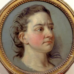 Ritratto di Mademoiselle Clairon Josephe Leris de La Ttude detta Mademoiselle Clairon (1723-1803) interprete di Voltaire. Dipinto di Carle Van Loo (1705-1765)