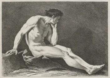 Uomo seduto con la testa in mano