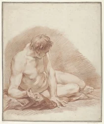Studio di un uomo nudo sdraiato