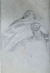 Busto di uomo drappeggiato. Disegno a inchiostro e lavaggio di Carlo Bononi (1569-1632) XVII secolo Parigi. Museo del Louvre