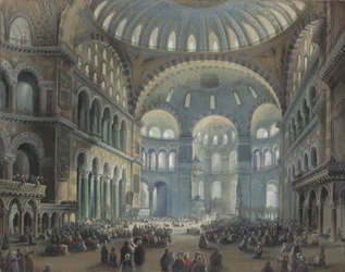 Interno della Hagia Sophia a Costantinopoli
