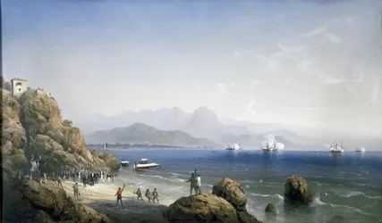 Posa del cavo sottomarino a La Spezia, seconda metà del XIX secolo (dipinto)