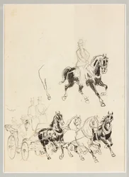 Studio preparatorio per carrozza e cavalli