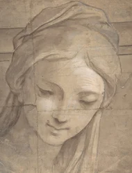 Testa di una giovane donna in vista di tre quarti rivolta a sinistra, 1670-1700
