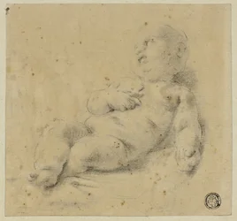 Bambino Gesù dormiente con croce