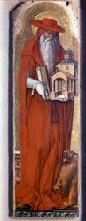 San Girolamo che indossa il costume del vescovo (cappello). Predelle Demidoff di Carlo Crivelli (1430/35 - 1494). 1476