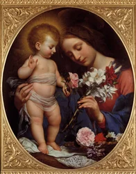 La Vergine con il giglio. Dipinto di Carlo Dolci (1616-1686), 1642. H. 0,79 x 0,65 m, Montpellier, Musée Fabre
