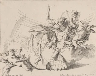 Ricchezza, rappresentata da una donna seduta sulle nuvole e circondata da putti, 1725-75