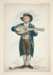 Claudi, il suonatore di liuto cieco e cantante. Dalla serie di dodici personaggi di strada fiorentini.