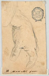 Disegno, Disegno: Una mano sinistra appesa, 1650-1700