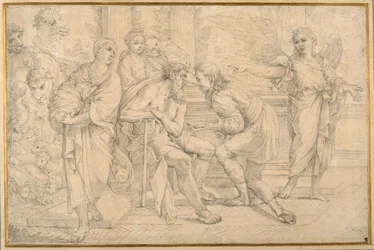Tobia guarisce la cecità di Tobit con la bile del pesce