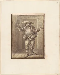 Caricatura di un contadino con un cappello largo