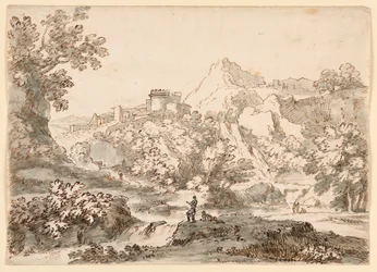 Disegno, Paesaggio con città, 1750-1770