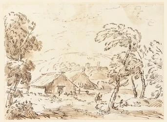 Disegno, Abitazione di un contadino e castello in una campagna montuosa, 1762-1786