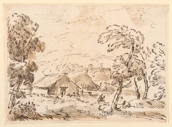 Disegno, Abitazione di un contadino e castello in una campagna montuosa, 1762-1786