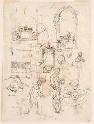Disegno, schizzi architettonici e figurativi, 1760 ca.