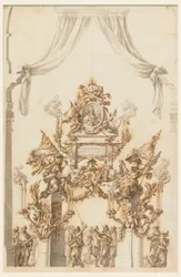 Disegno, Progetto di un catafalco per Carlo Emanuele III di Sardegna, 1773