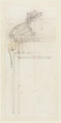 Disegno, progetto di una cassa per porta, 1725-50