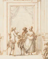 Disegno, Progetto per il portale nord, Grande Galleria, Villa Albani, Roma, Italia, 1755-56