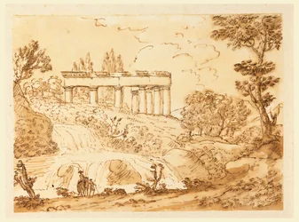 Disegno, Paesaggio con rovine di un tempio, 1770-1786