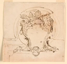 Disegno, scudo papale, 1740-58