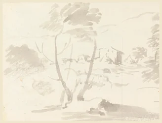 Disegno, Schizzo di alberi in un paesaggio, 1760-1780