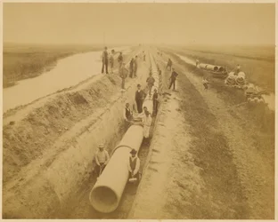 Acquedotto di Venezia (nuova condotta). Cantiere dell