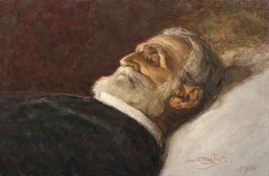 Il compositore Giuseppe Verdi sul letto di morte