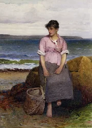 Una giovane pescatrice sul mare