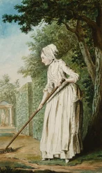 La Duchessa di Chaulmes, come giardiniera in un viale, 1771