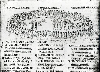 Illustrazione di una scena da uno dei Salmi, dal Salterio di Utrecht, copia dell