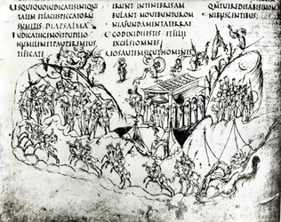 Varie scene che illustrano un salmo, dal Salterio di Utrecht, copia dell