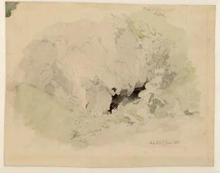 Tedesco: Studie zur "Felsenschlucht" mit zwei kleinen Figuren am Höhleneingang Studio sul "Felsenschlucht" (letteralmente: Canyon di roccia) con due piccole figure all