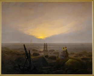 Alba in riva al mare (olio su tela)