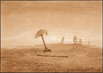 Paesaggio con tombe. Disegno di Caspar David Friedrich, ca 1836
