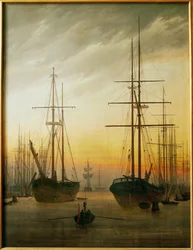 Navi nel porto (olio su tela)