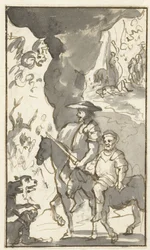Don Chisciotte e Sancho Panza passano davanti a una fucina Ontwerpen voor het vijfde deel van Histoire de l