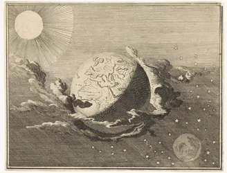 Universo con terra, sole, luna e stelle