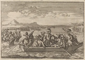 Valdesi cacciati dalla Savoia tornano in barca sul lago di Ginevra verso la loro terra, 1689