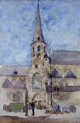 Un giorno di mercato Chiesa di San Giacomo, Gand, Belgio, 1897