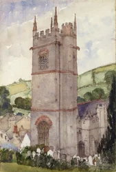 Torre della chiesa, Marldon, 1924