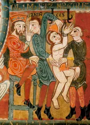 Il martirio di Santa Margherita, la santa torturata e poi decapitata (dettaglio)