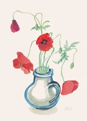 Papaveri rossi in un vaso blu