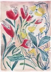 Fiori dai colori vivaci dipinti ad acquerello