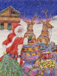 Babbo Natale carica la sua slitta