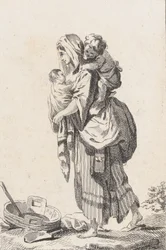 Contadina con due bambini, ca. 1758